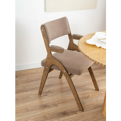 Стул ZASIDELIS УНИ мягкий для кухни дома и офиса темно бежевый/коричневый, велюр, 56х65х84 см, до 130 кг