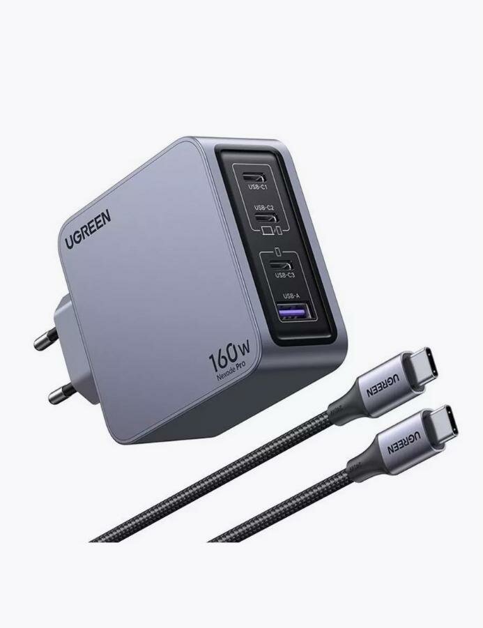 Зарядное устройство UGREEN X763 160W с кабелем 1м 100W Nexode Pro Серый