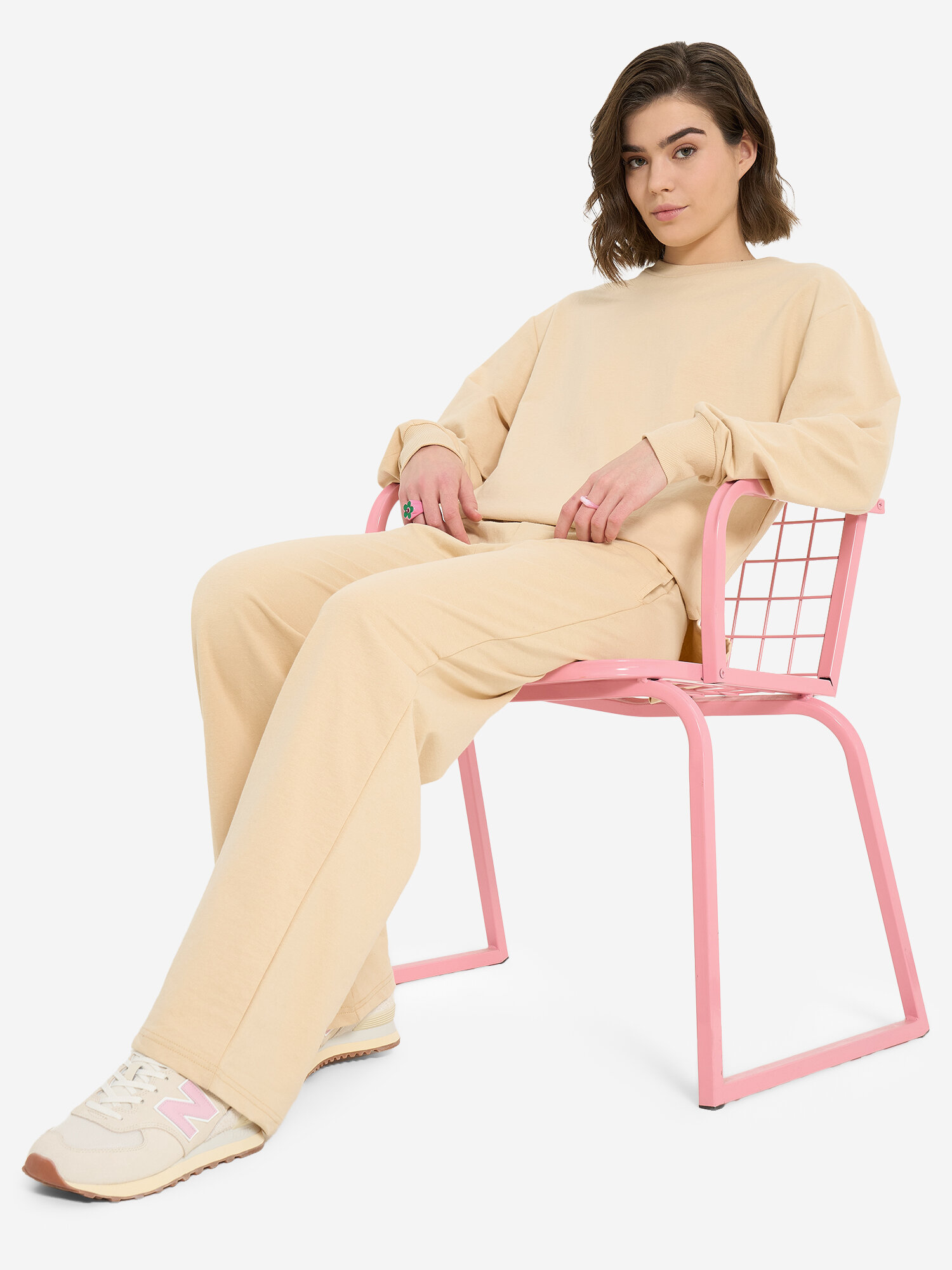 Костюм спортивный Wool&Cotton Knitted suits, размер XL, бежевый