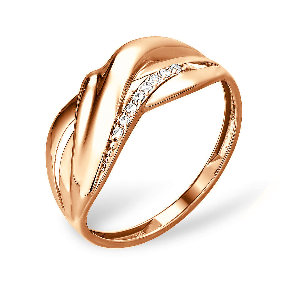 Кольцо, золото, 585 проба, фианит