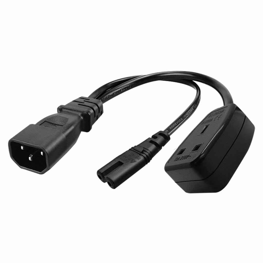От C14 до C7 + кабель питания с разветвителем UK Y, одиночный переходной кабель IEC 320 папа-мама
