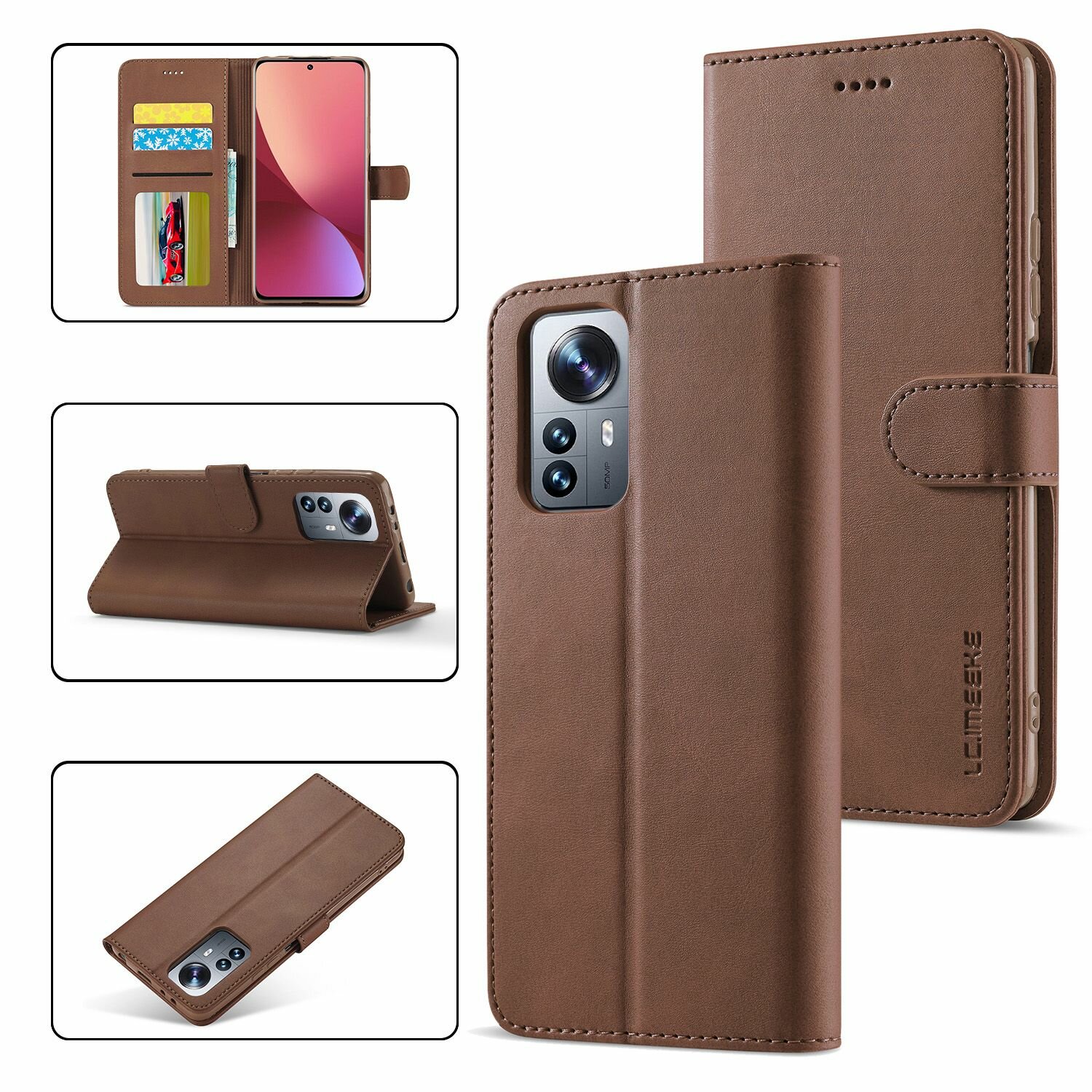 Картинки LCIMEEKE Кожаный книжка чехол для Xiaomi 12 Lite / Сяоми 12 Лайт с визитницей из экокожи