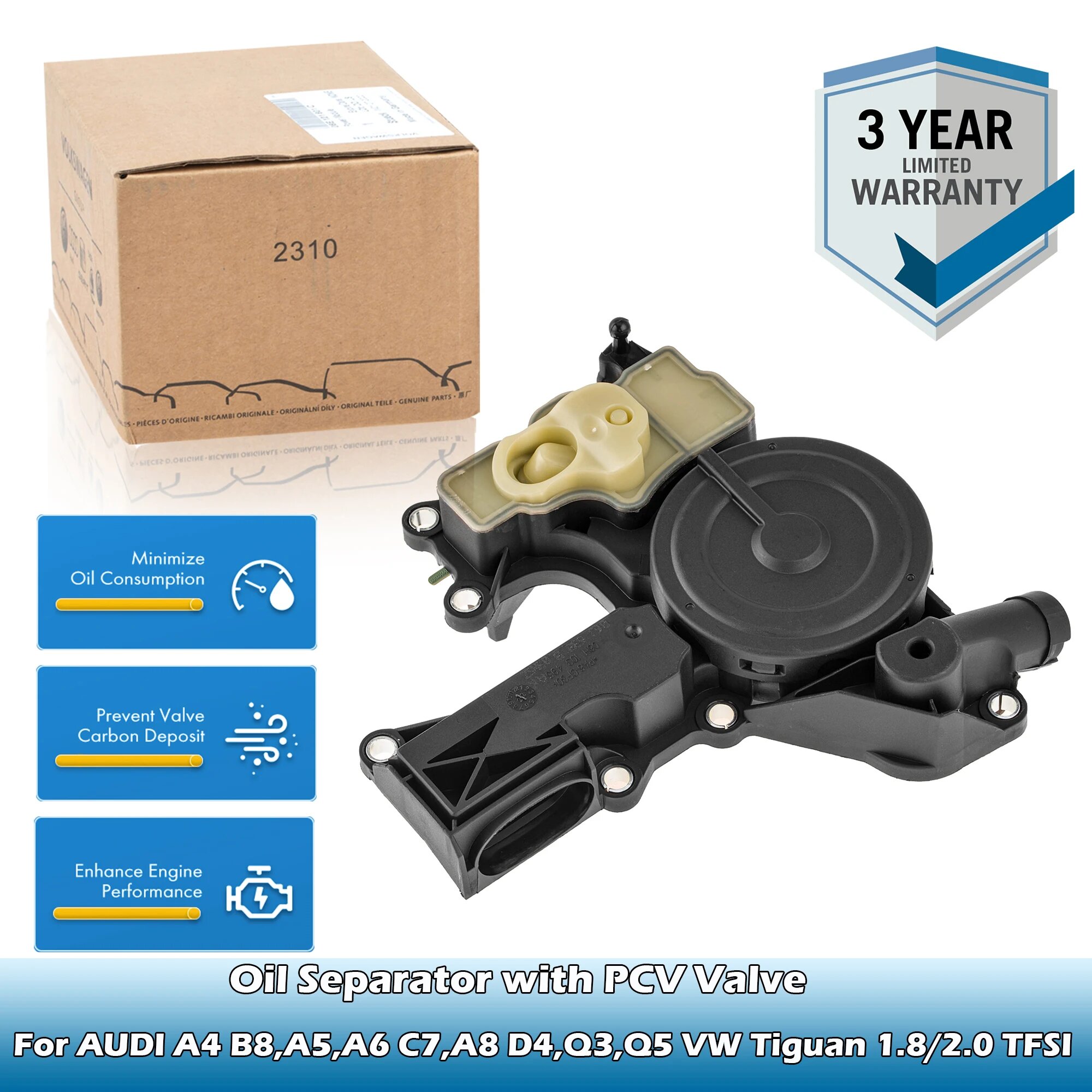 OEM оригинальный клапан PCV сепаратора масла в сборе 06H 103495 AE,06H10349AK,06H 103495 J Для AUDI A4 B8, A5, A6 C7, A8 D4, Q3, Q5 1.8/2.0 TFSI