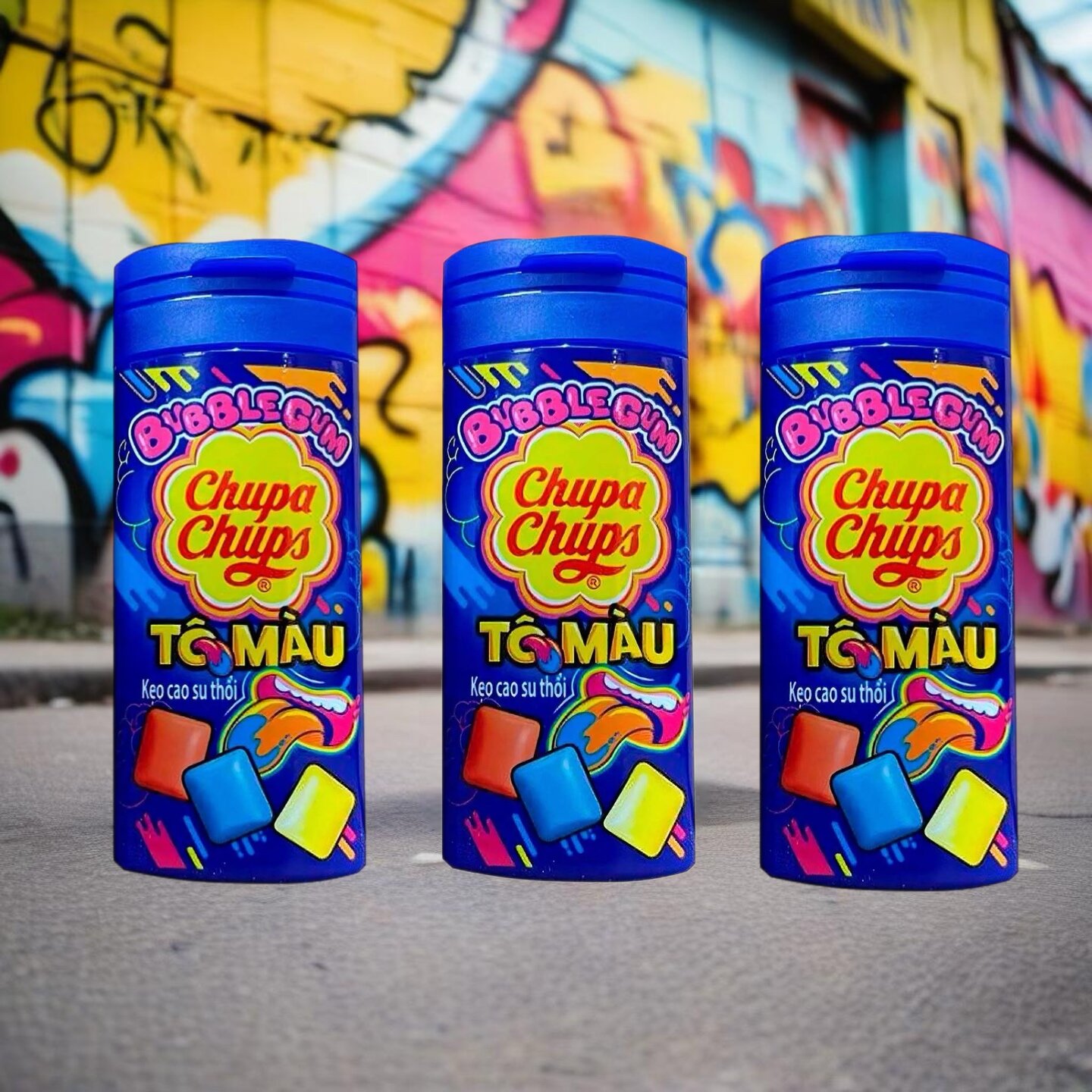 Жевательная резинка Chupa Chups Color Painting красящая язык, 3 шт х 27г