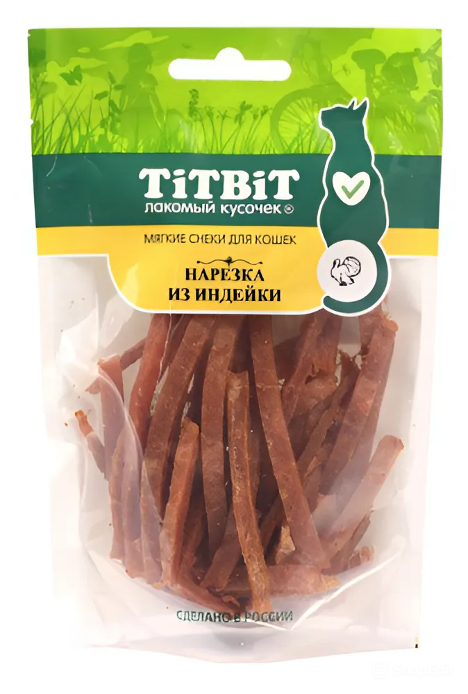 Лакомство TiTBiT Нарезка с индейкой мягкие снеки для кошек (40 г)