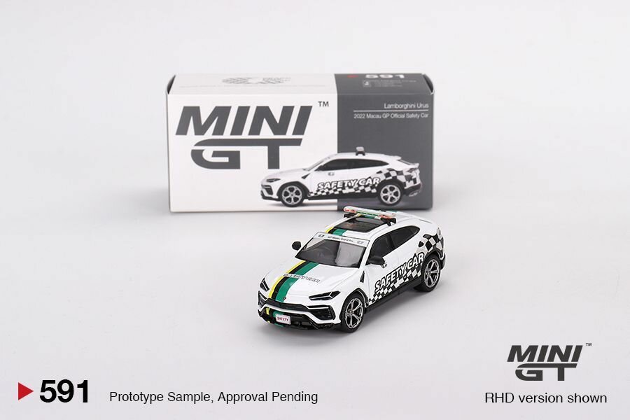 Коллекционная Premium машинка Mini GT Lamborghini Urus 2022 Macau GP Official Safety Car #591 (year 2024, MGT00591)