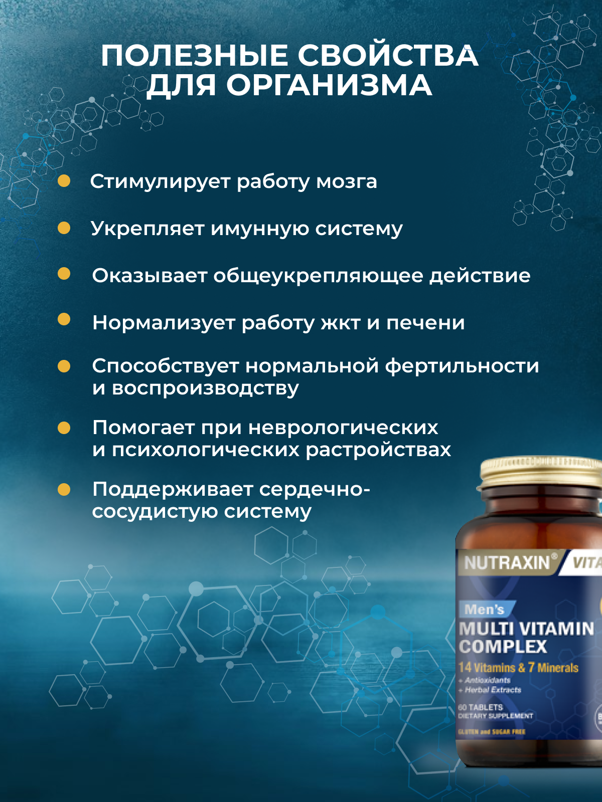 Картинки Мультивитаминный комплекс поливитамины для мужчин Nutraxin