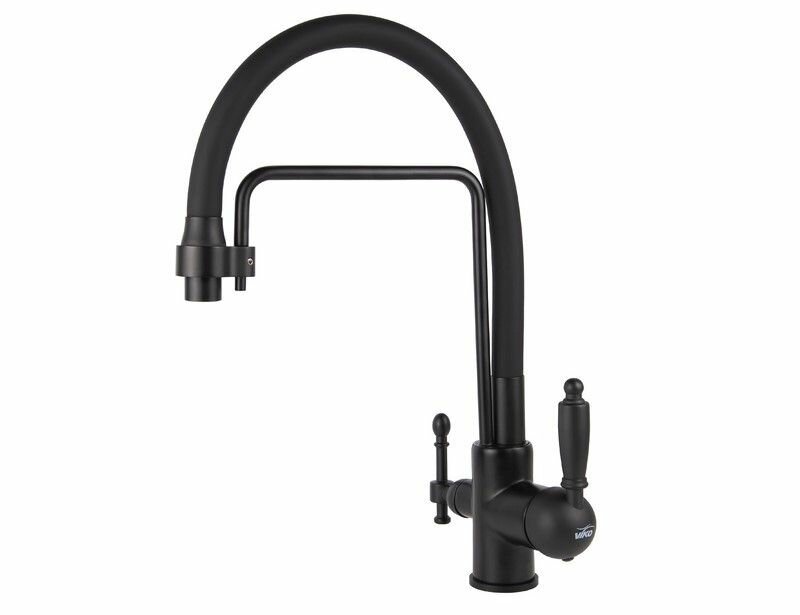 Смеситель для кухни VIKO V-5612 под фильтр Ф35 с черным гибким изливом Black