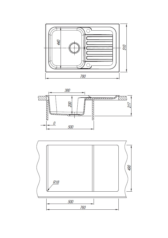Кухонная мойка Dr.Gans Адель 780 латте 25.090. C0780.403