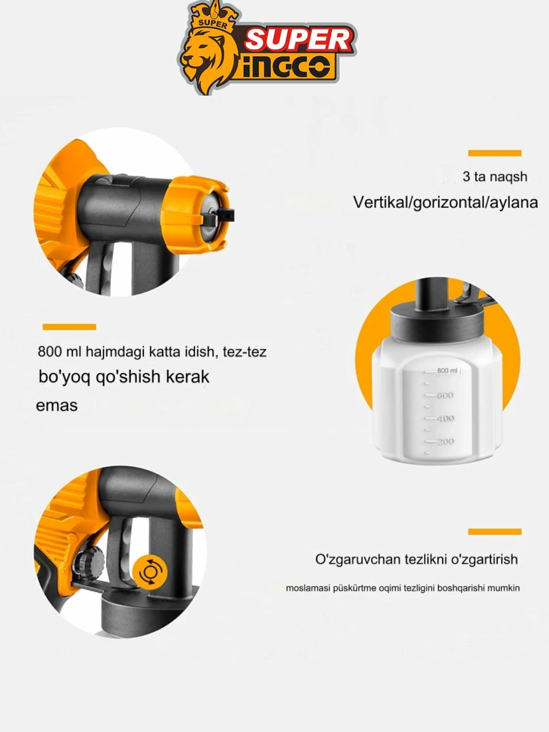 Краскораспылитель электрический Ingco SPG3508 Industrial, 450 Вт — фото 1