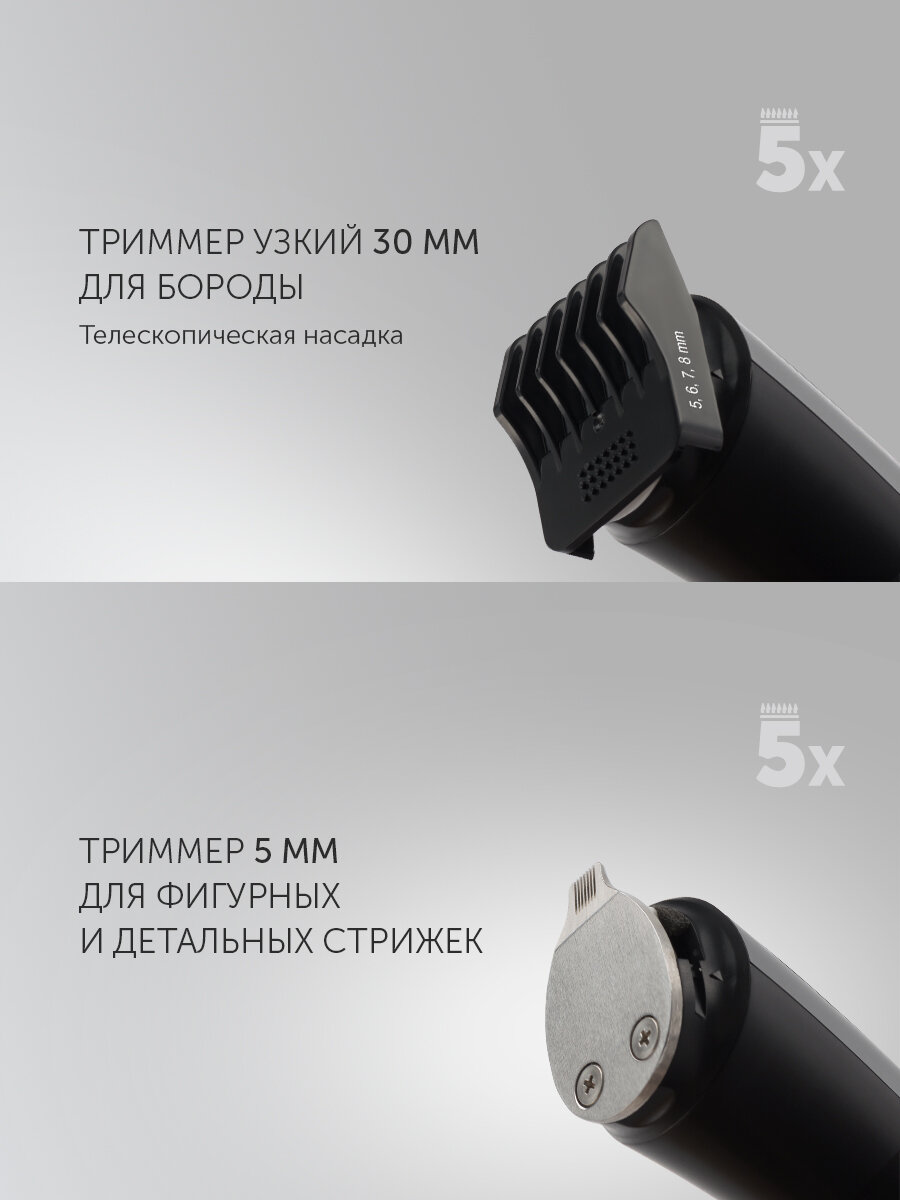 Машинка для стрижки волос и бритья Polaris PHC 3019RC Retro, графит/черный — фото 1