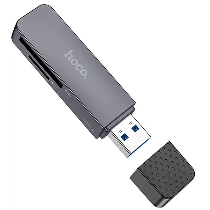 Карт-ридер USB-A 3.0 SD microSD Hoco HB45 два слота - черный