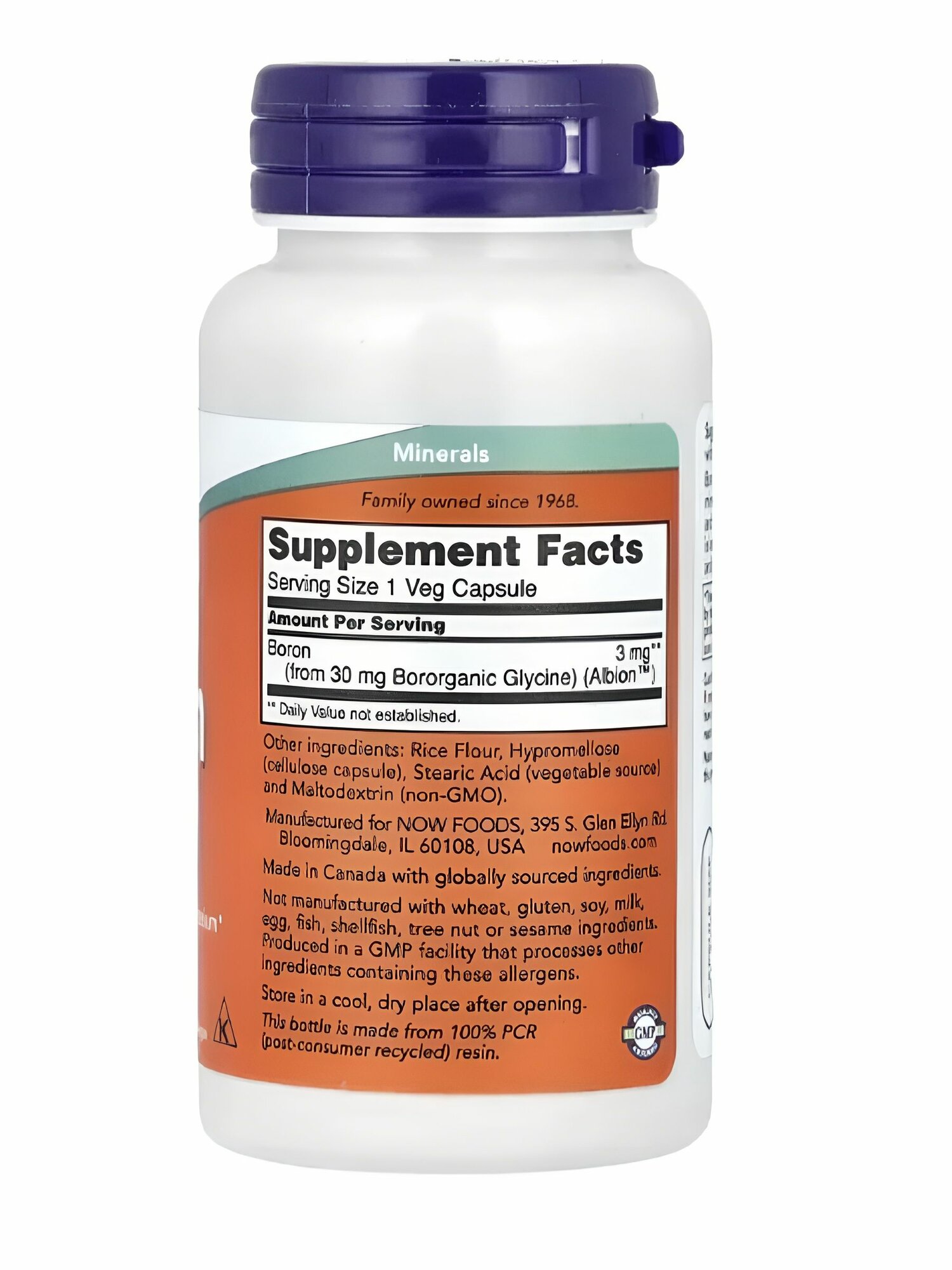 Картинки NOW Boron 3mg, Минерал Бор 3 мг/капсула. 100 желатиновых капсул. США