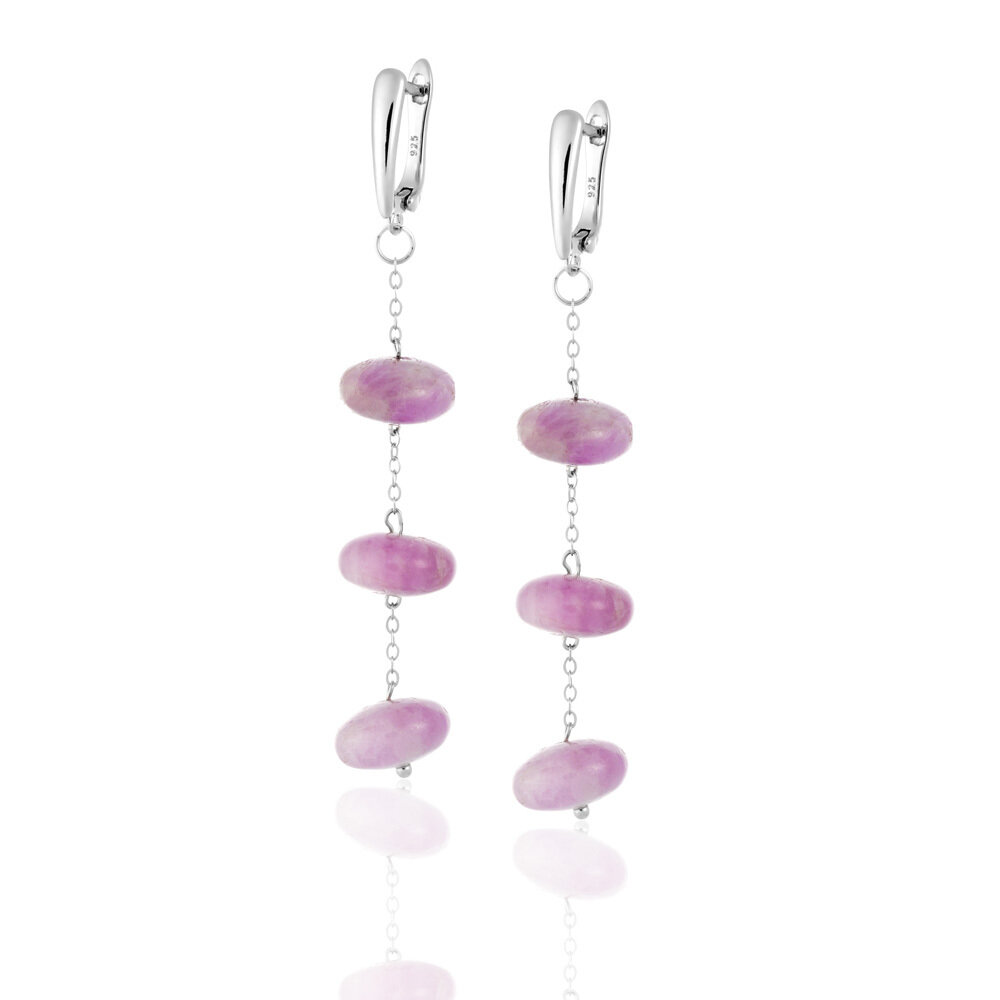 Серьги с подвесками, кунцит