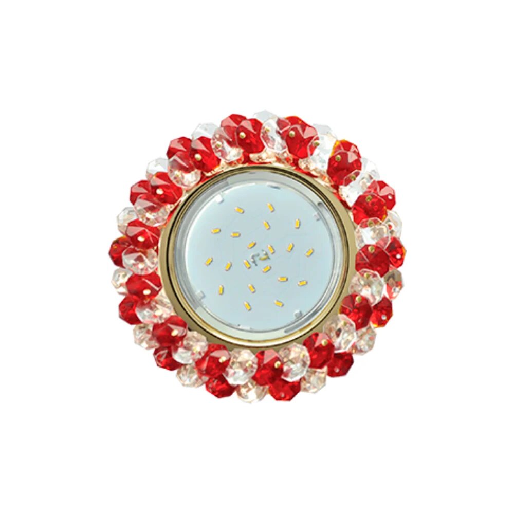 Ecola Gx53 h4 5341 glass круглый с хрусталиками прозрачный и рубин /золото 56x120 (к+) FR53RYECB