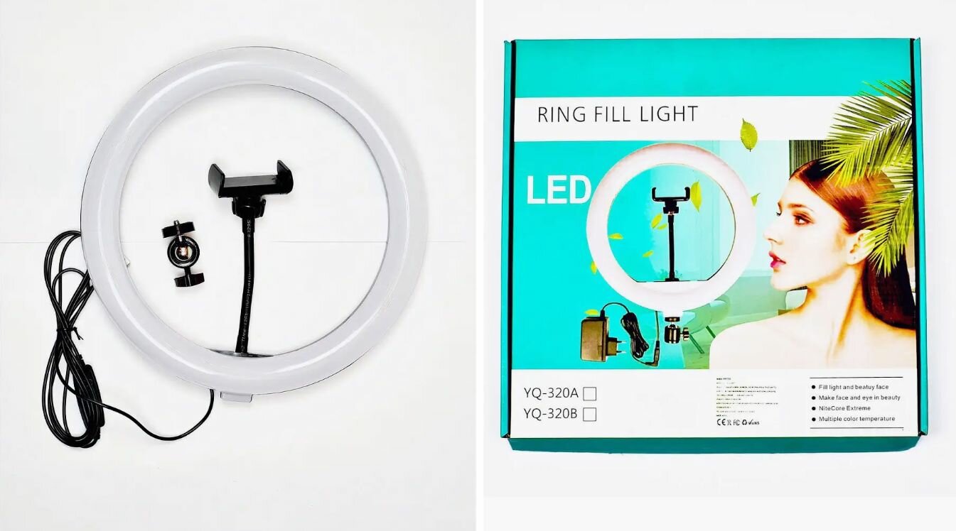 Кольцевая светодиодная лампа. Диаметр 32см. С держателем/ с пультом