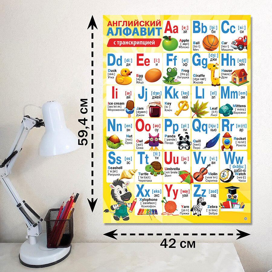 Обучающий плакат А2 Английский алфавит учебный — фото 1