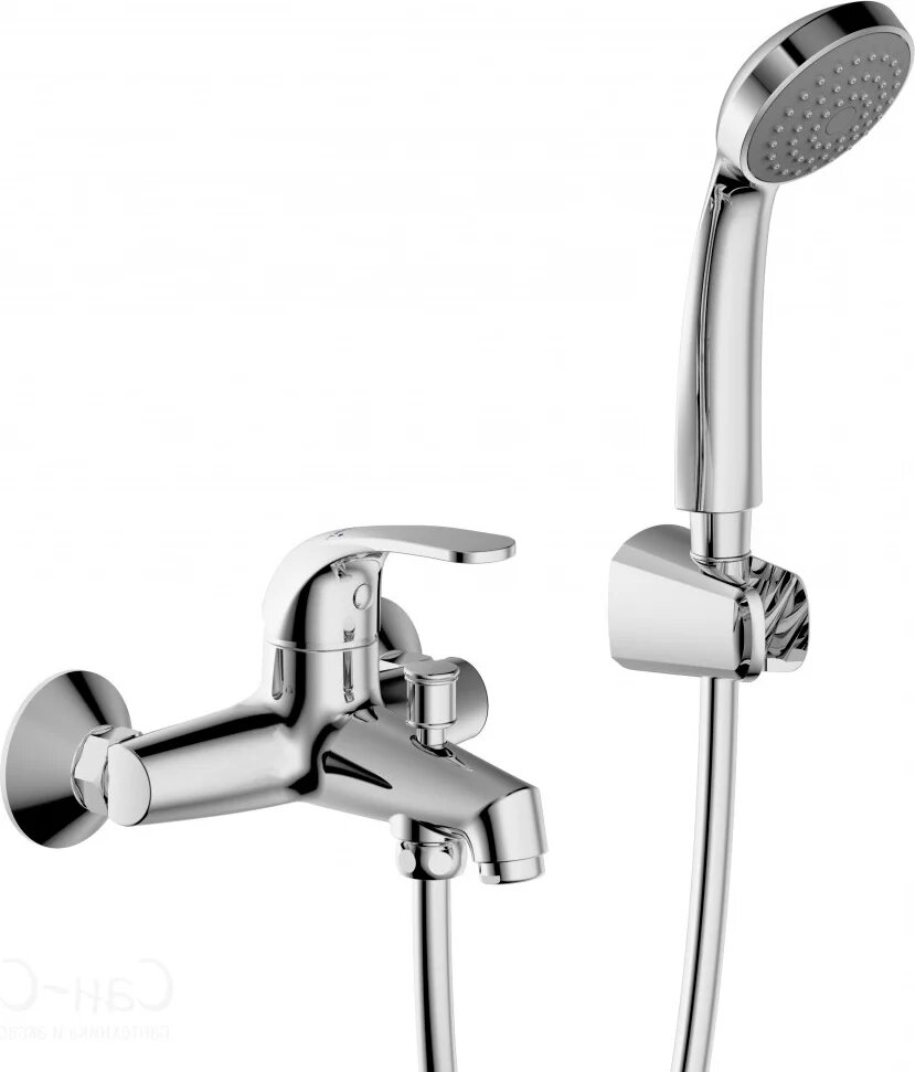 Смеситель для ванны с душем Bravat Fit F6135188CP-B-RUS с душевым гарнитуром настенный однорычажный хром глянцевый латунный с керамическим картриджем