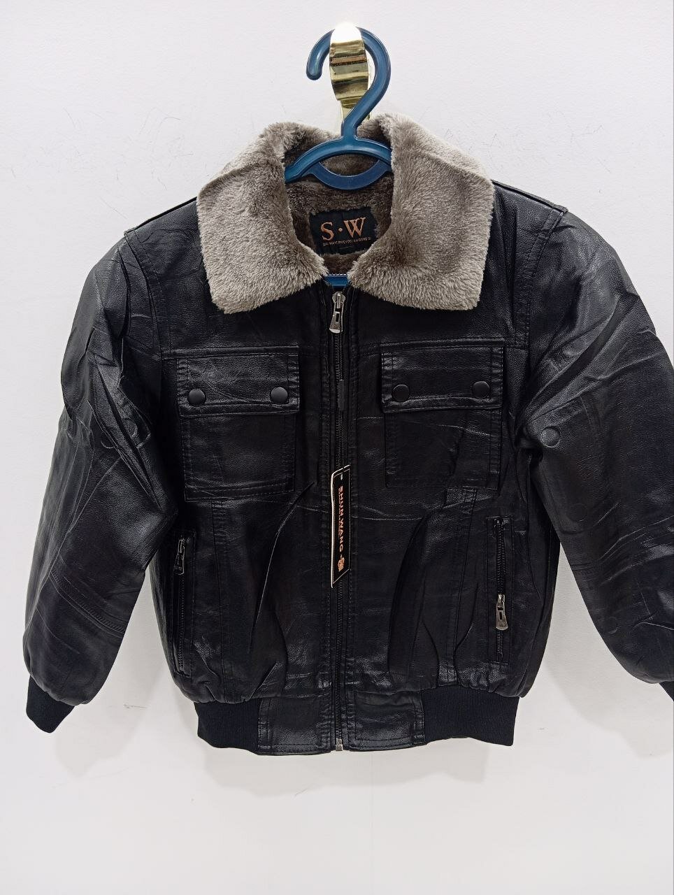 Куртка кожаная, размер 170, черный — фото 1