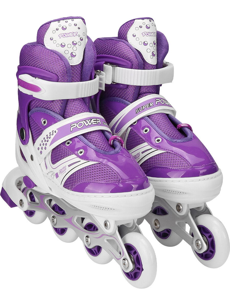 Роликовые коньки 2в1 с лезвием (ролики и коньки) фиолетовые колеса ПВХ раздвижные (размер 34-37). Арт. РЛК-1779