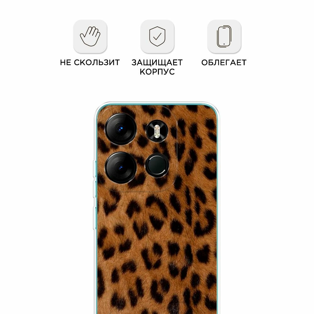 Чехол на Tecno Spark Go 2023/Infinix Smart 7 / Текно Спарк Гоу 2023/Инфиникс Смарт 7 с принтом "Мех леопарда" — фото 1