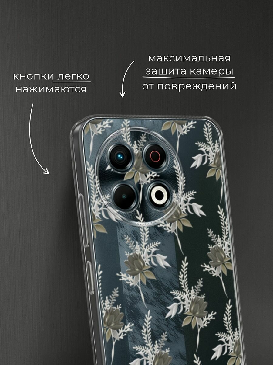 Чехол на Tecno Spark 30 Pro / Текно Спарк 30 Про с принтом "Паттерн цветы сепия" — фото 1