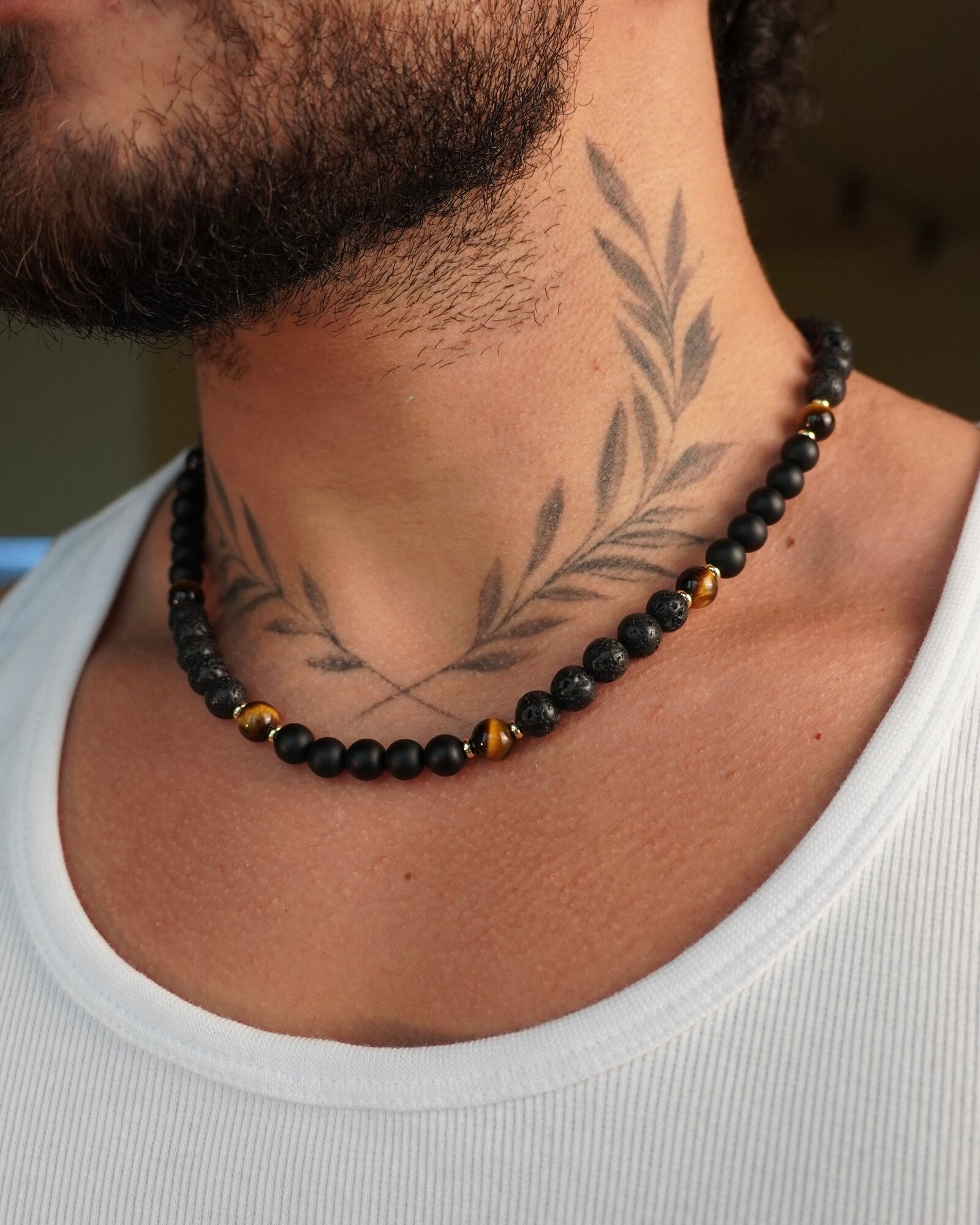 Бусы, тигровый глаз, длина 50 см, черный