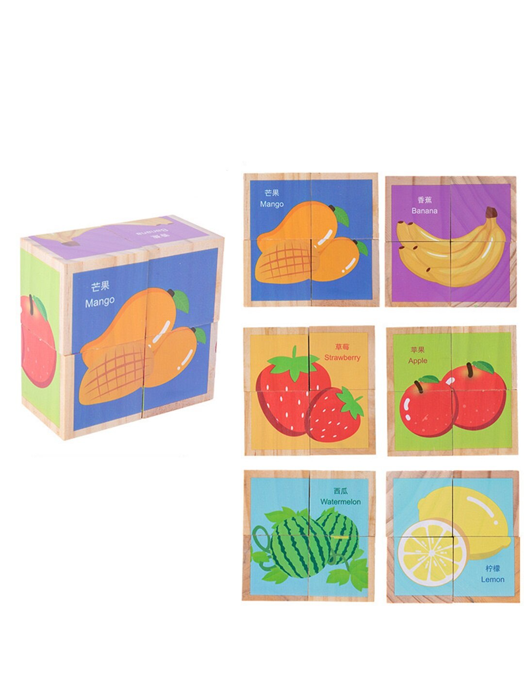 Мини-куб с 6 различными наборами картинок, безопасными и интересными для детей фрукты