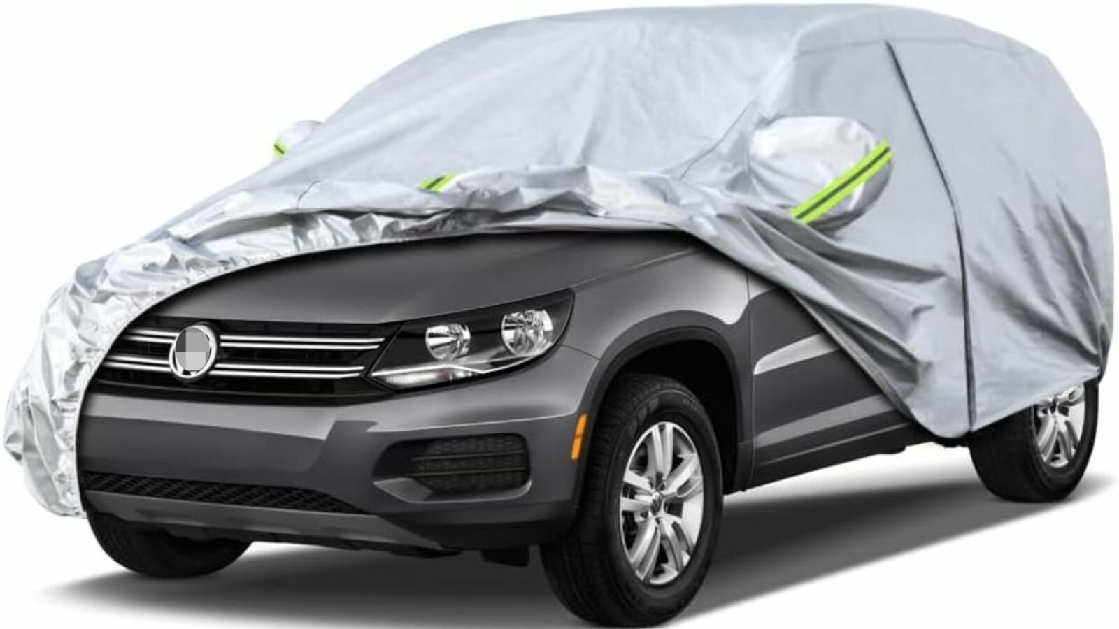 Чехол для Volkswagen Tiguan 2008-2017 465x180x170 — защита от дождя и снега, серебристый, 6 светоотражающих полос