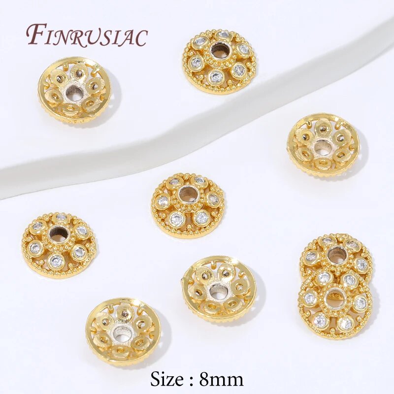 Колпачки для бусин FINRUSIAC 18K позолота, 8 мм