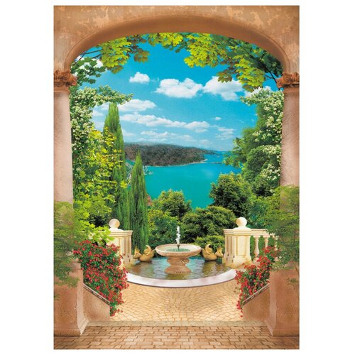 Фотообои 21-0334-BG Дворик с фонтаном 2 х 2,8м