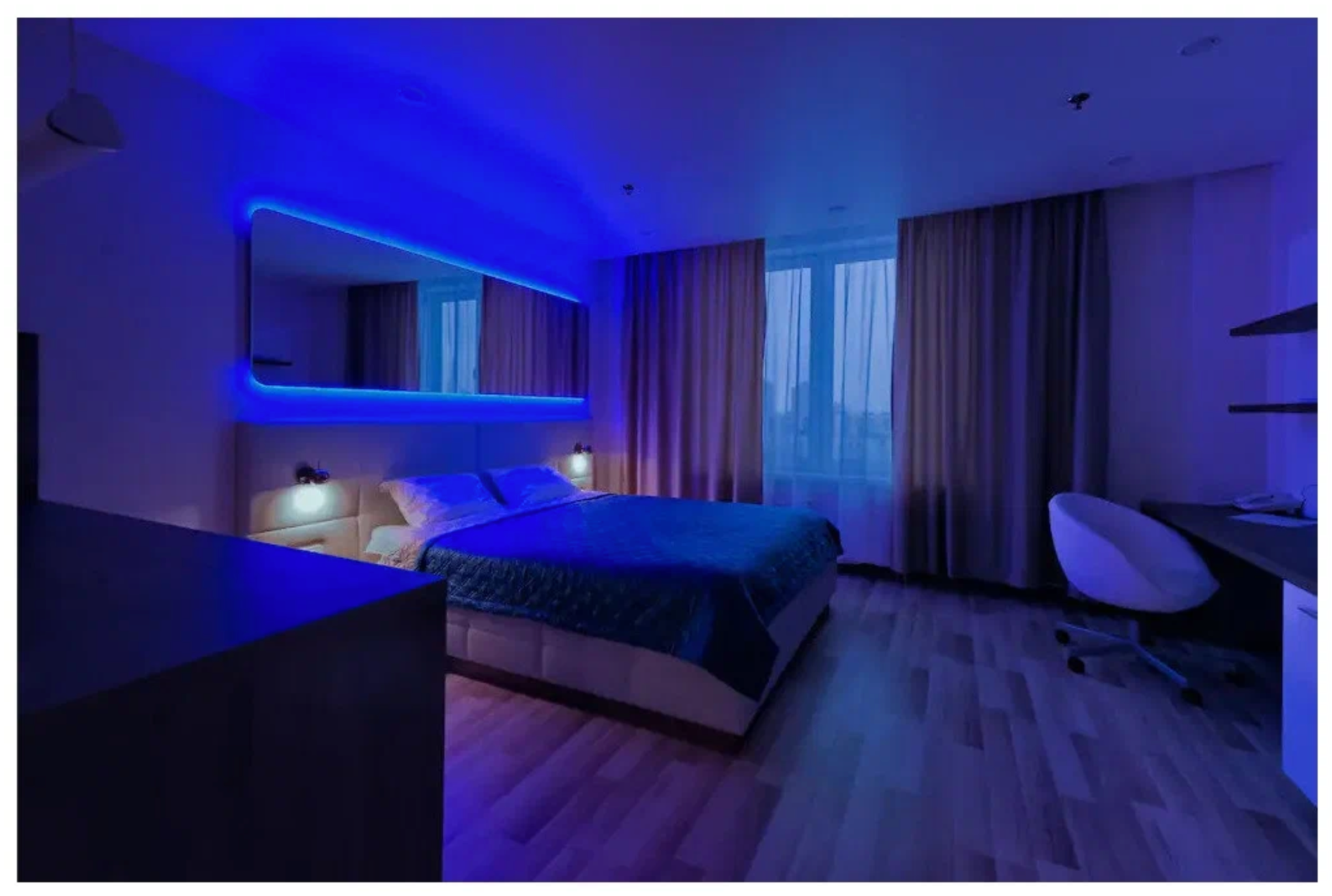 Светодиодная лента 5м, 220В, IP67, 120 LED/m Гибкий неон 5 метров, неоновая RGB лента, подсветка интерьера/Синий/ AZ Shop - фотография № 7