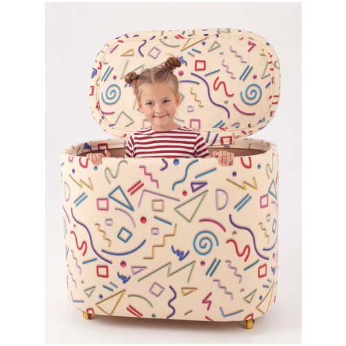 Комод для хранения вещей, игрушек, одежды SOLIDE /TPB-937-830/460/640 (830*460*640, Массив дерева, искусственная кожа, шелк, бежевый с рисунком)