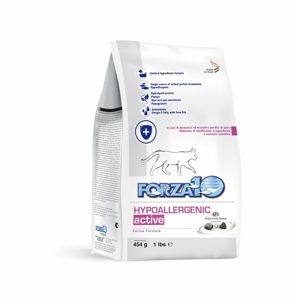 Forza10 Hypoallergenic Active сухой корм для взрослых кошек с проблемами пищевой непереносимости и аллергии с рыбой - 454 г - фотография № 7