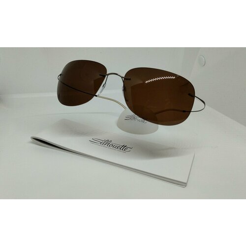 Солнцезащитные очки Silhouette 8676 40 6234, прямоугольные, ударопрочные, коричневый