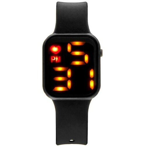 Часы наручные электронные d-37 см календарь ремешок силикон черные 47500₽