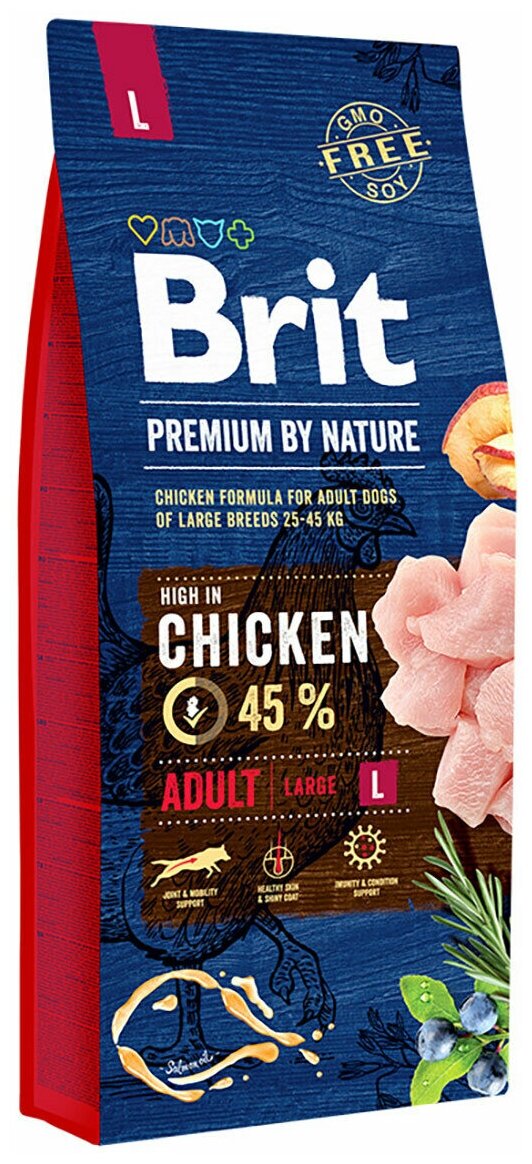 Корм сухой для взрослых собак BRIT Premium Adult L для крупных пород, 3кг, Россия, 3 кг