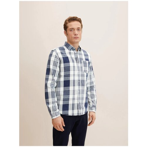 фото Рубашка tom tailor для мужчин синяя, размер s (46)