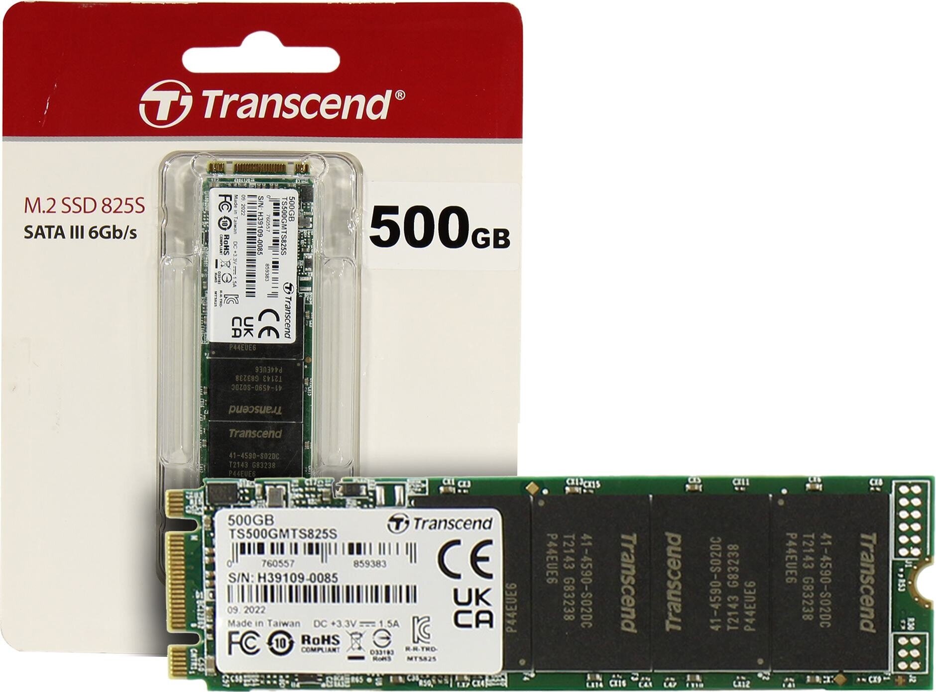 Твердотельный накопитель Transcend 500 ГБ M2 TS500GMTS825S