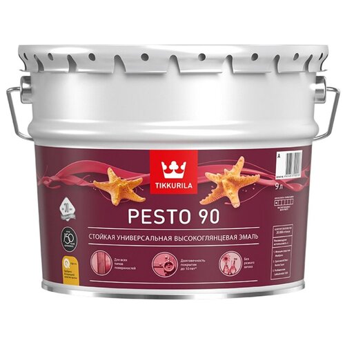 Эмаль высокоглянцевая Euro Pesto 90 (Песто 90) TIKKURILA 9 л бесцветная (база С)