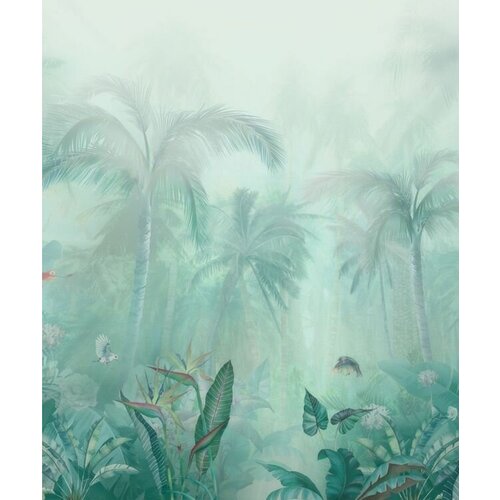 Моющиеся виниловые фотообои Джунгли в тумане рисунок, 250х300 см