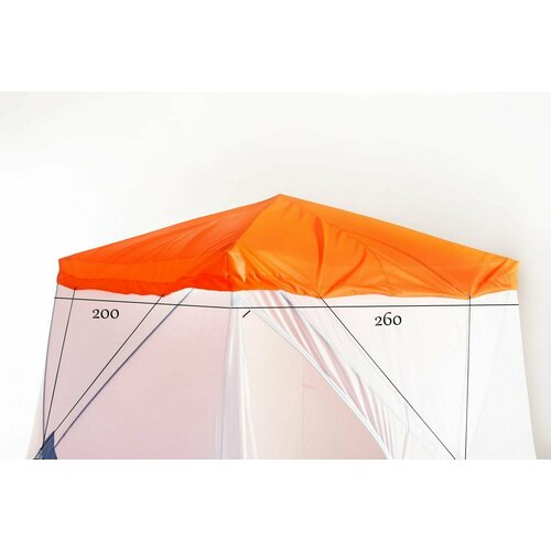 Антидождевая накидка "6 углов" для зимней палатки куб лонг long, размер по крыше 260х200 см, оранжевая