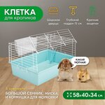 Клетка для кроликов PetTails №1 складная, шаг прута до 25мм, 58*40*h34см (+миска, 2 кормушки) - изображение