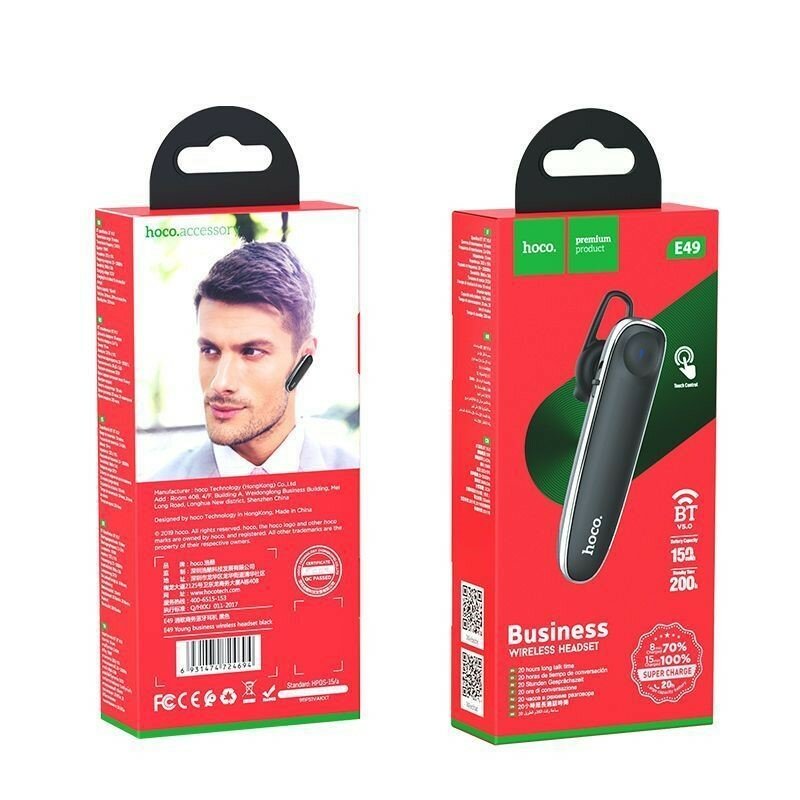 Bluetooth-гарнитура Hoco E49 Young Business Black - фото №9