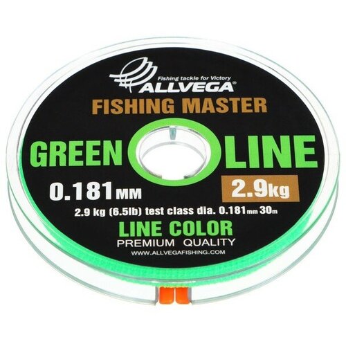 Леска монофильная ALLVEGA "Fishing Master" 30м 0,181мм, 2,9кг, зеленая