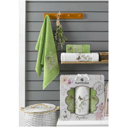 фото Oran merzuka полотенце papillon цвет: зелёный (50х90 см - 2 шт,70х140 см) br41035