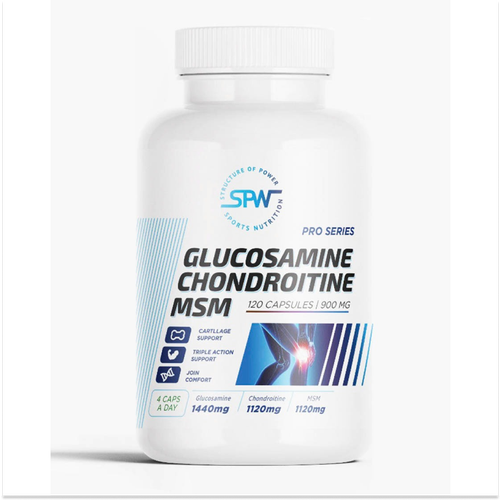 Глюкозамин хондроитин MSM SPW Glucosamine-Chondroitin-MSM Pro Series, 120 капс. коллаген глюкозамин хондроитин msm босвеллия spw joints pro series 180 гр клубника