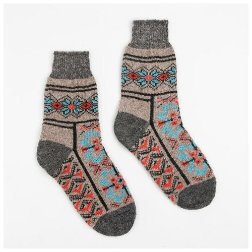 фото Носки стильная шерсть, размер 37, бежевый, красный
