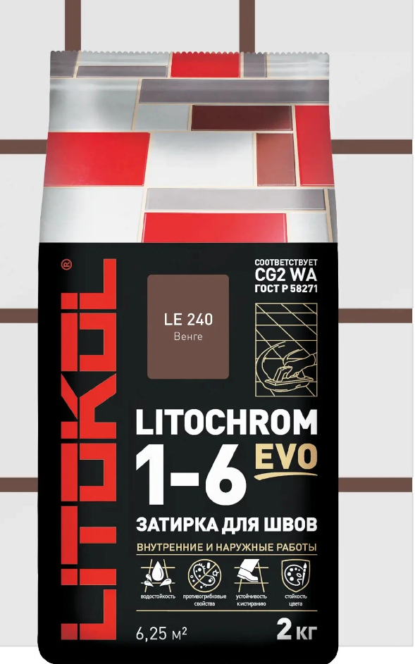 Цементная затирка Литокол LITOKOL LITOCHROM 1-6 EVO LE.240 Венге, 2 кг