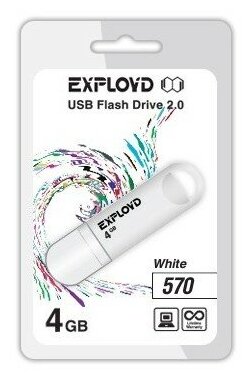 Флешка EXPLOYD 4GB-570 4 Гб, белый
